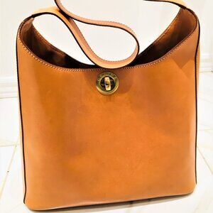 Authentic CELINE Turn Lock Orange Leather Tote Bag Made in Italy